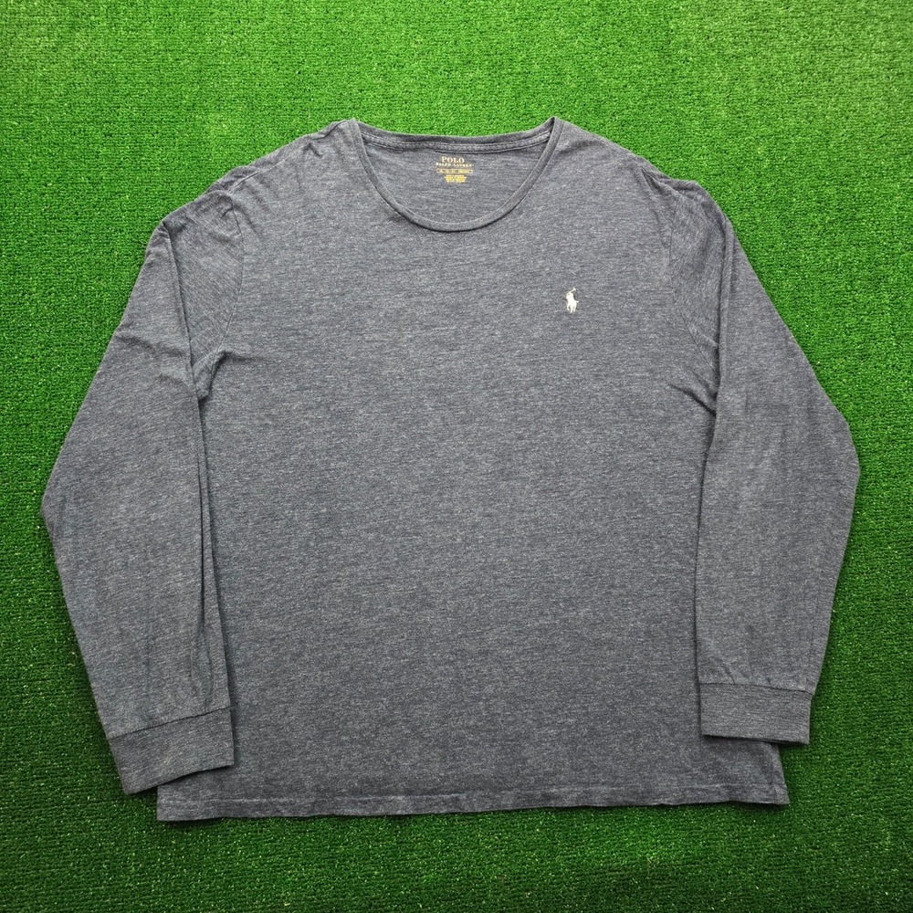 Polo Ralph Lauren Shirt Mens XL Blue Long Sleeve Gray Heathered Preppy Casual